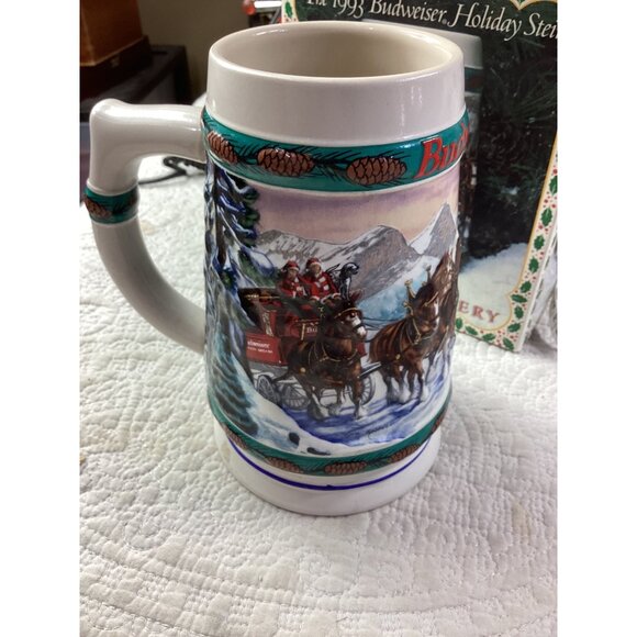 1993 Budweiser Holiday Stein Special Delivery Clydesdale Ceramic Beer Mug"NWB - Picture 2 of 7